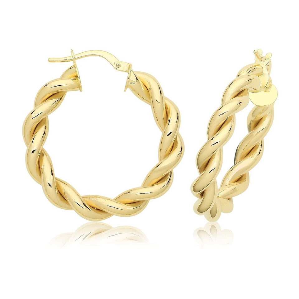 Francis & Gaye 9ct Yellow Gold 20mm Plaited Hoop Earrings
