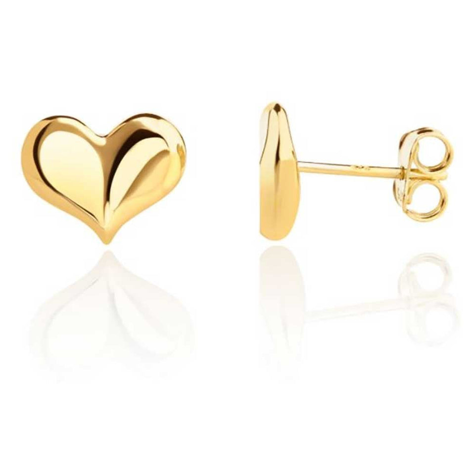 Francis & Gaye 9ct Yellow Gold 3D Curved Heart Earrings
