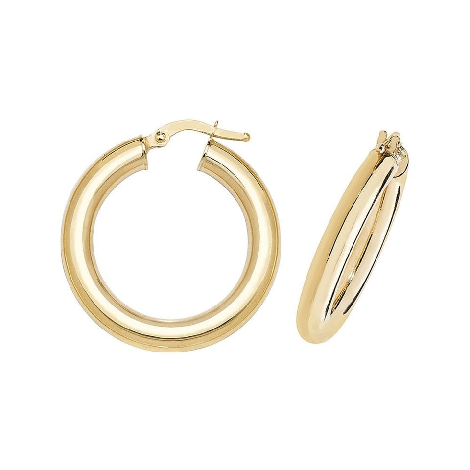 Francis & Gaye 9ct Yellow Gold 4mm Thick Earring Hoops