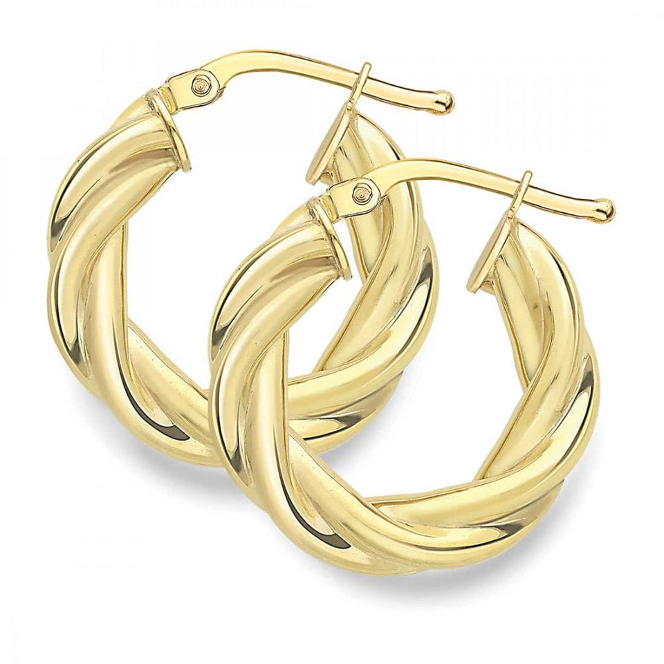 Francis & Gaye 9ct Yellow Gold 4mm Twisted Hoop Earrings