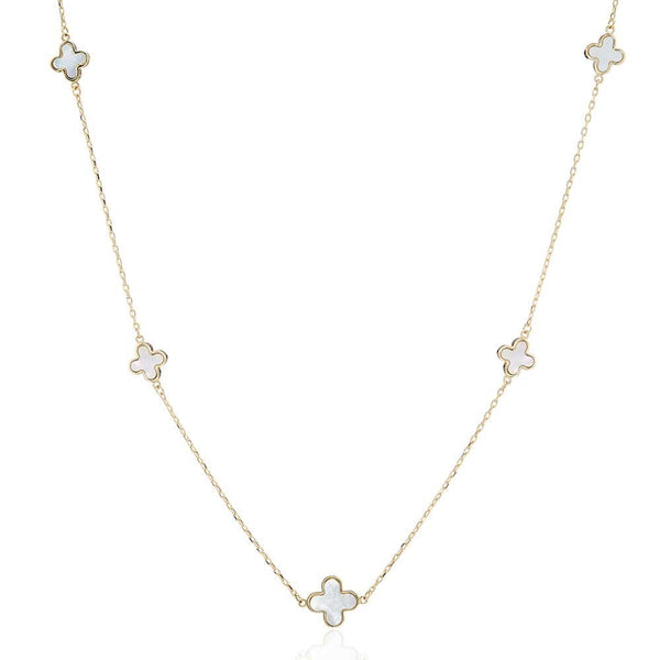 Francis & Gaye 9ct Yellow Gold 5 Flower Mother of Pearl Necklace