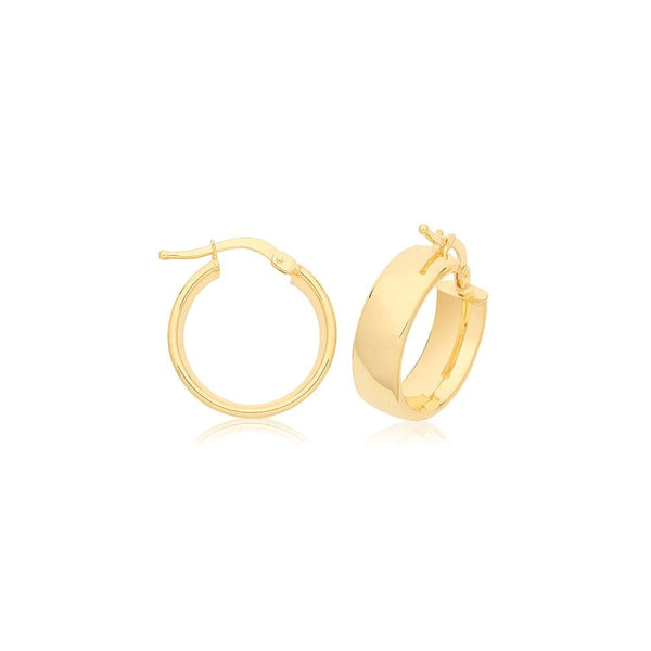 Francis & Gaye 9ct Yellow Gold 6mm Thick Flat Tube Hoops