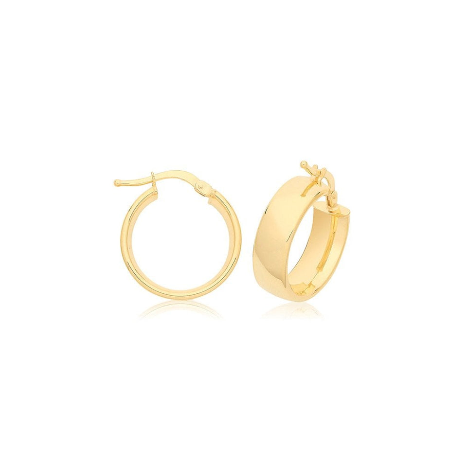 Francis & Gaye 9ct Yellow Gold 6mm Thick Flat Tube Hoops