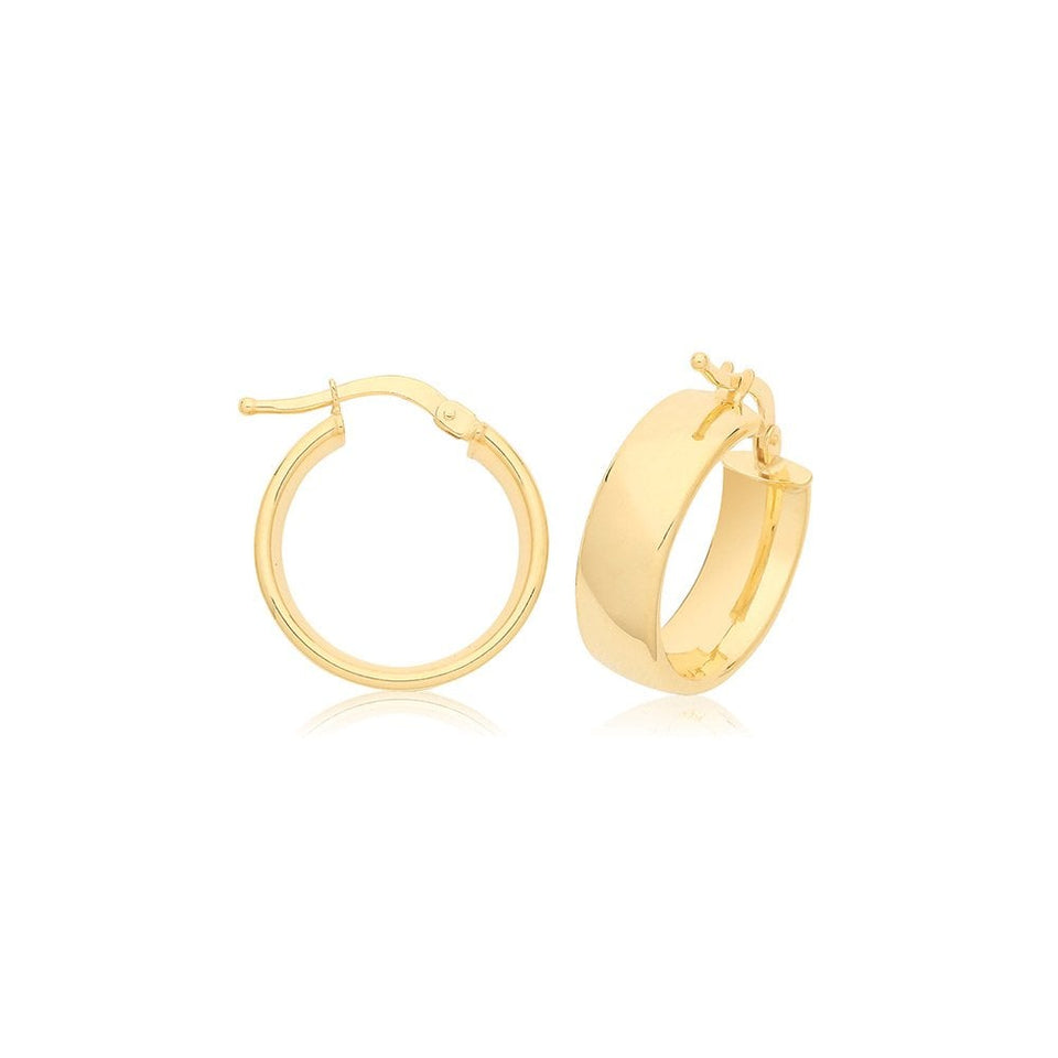 Francis & Gaye 9ct Yellow Gold 6mm Thick Flat Tube Hoops