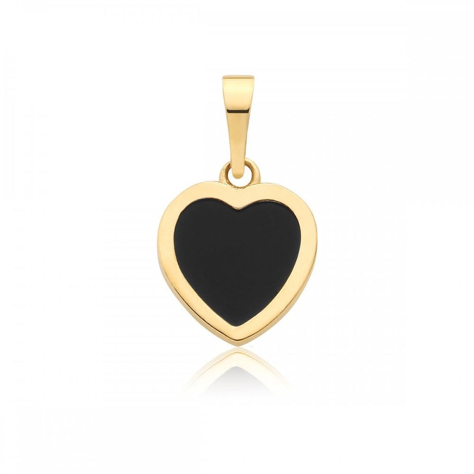 Francis & Gaye 9ct Yellow Gold Black Onyx Heart Pendant