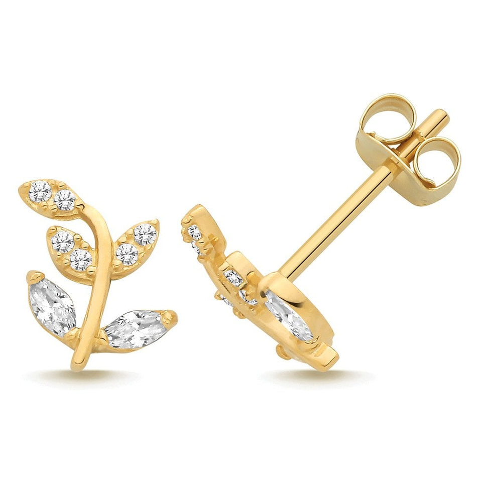 Francis & Gaye 9ct Yellow Gold Branch Earring Studs