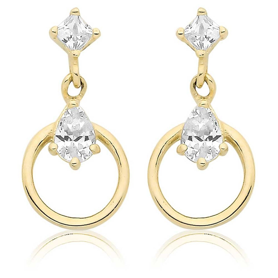 Francis & Gaye 9ct Yellow Gold Circle Drop Earrings