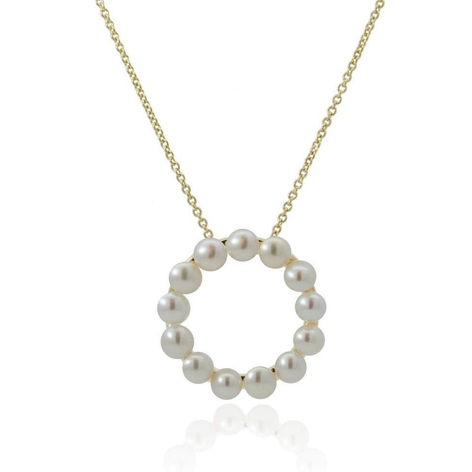 Francis & Gaye 9ct Yellow Gold Circle Pearl Necklace