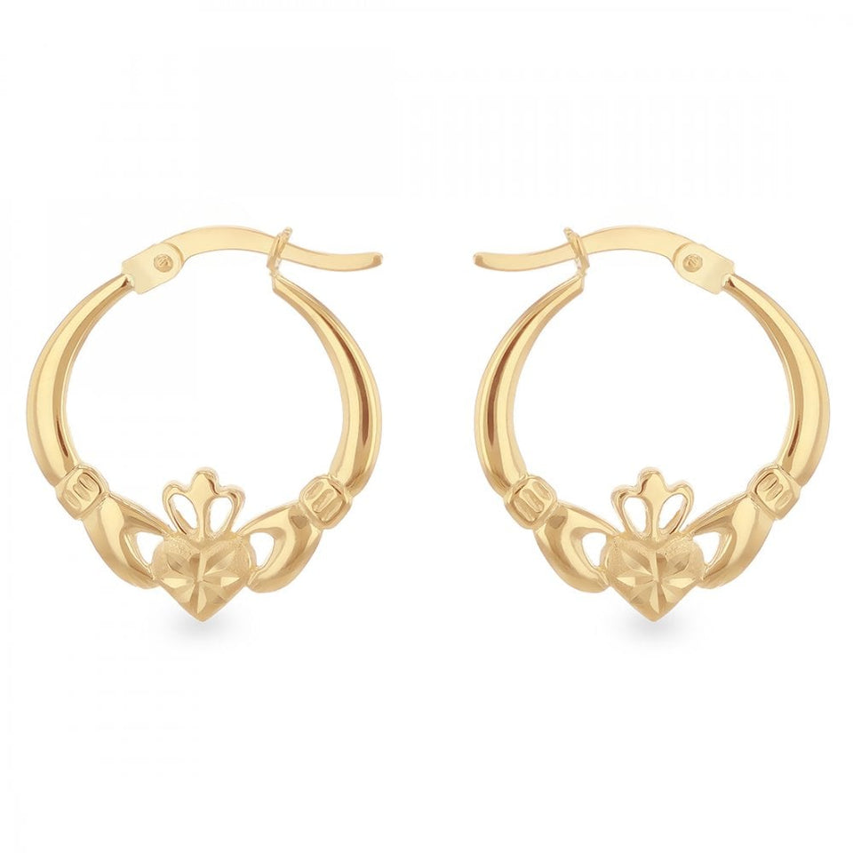 Francis & Gaye 9ct Yellow Gold Claddagh Creole Earrings