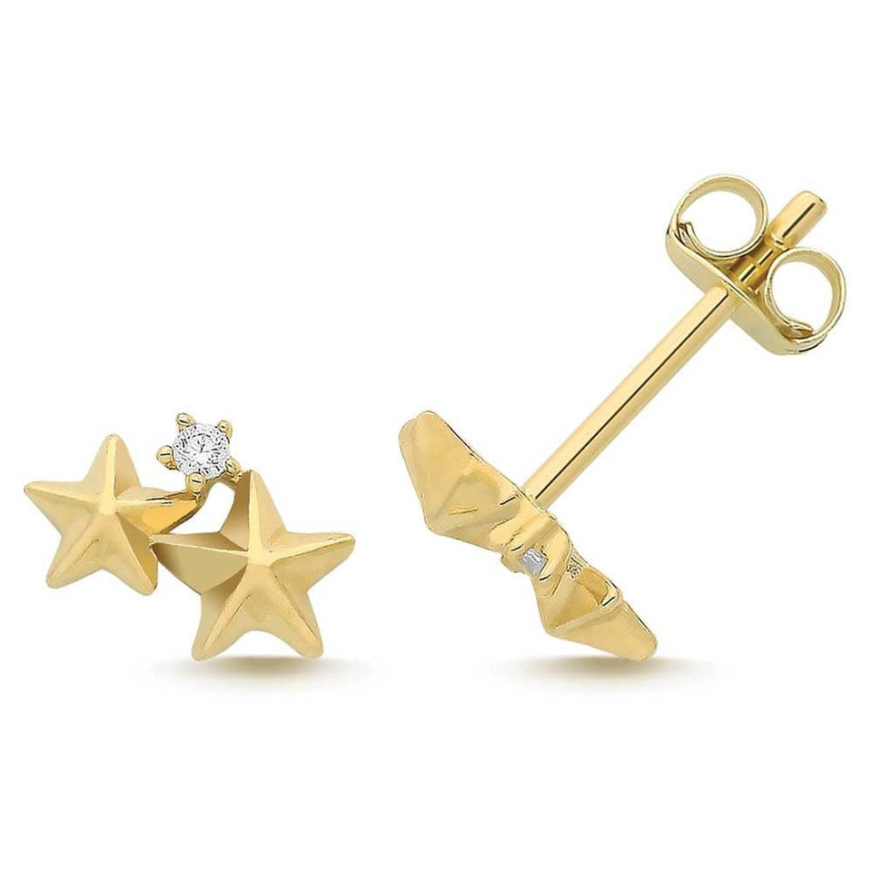 Francis & Gaye 9ct Yellow Gold Cluster of Stars Earrings