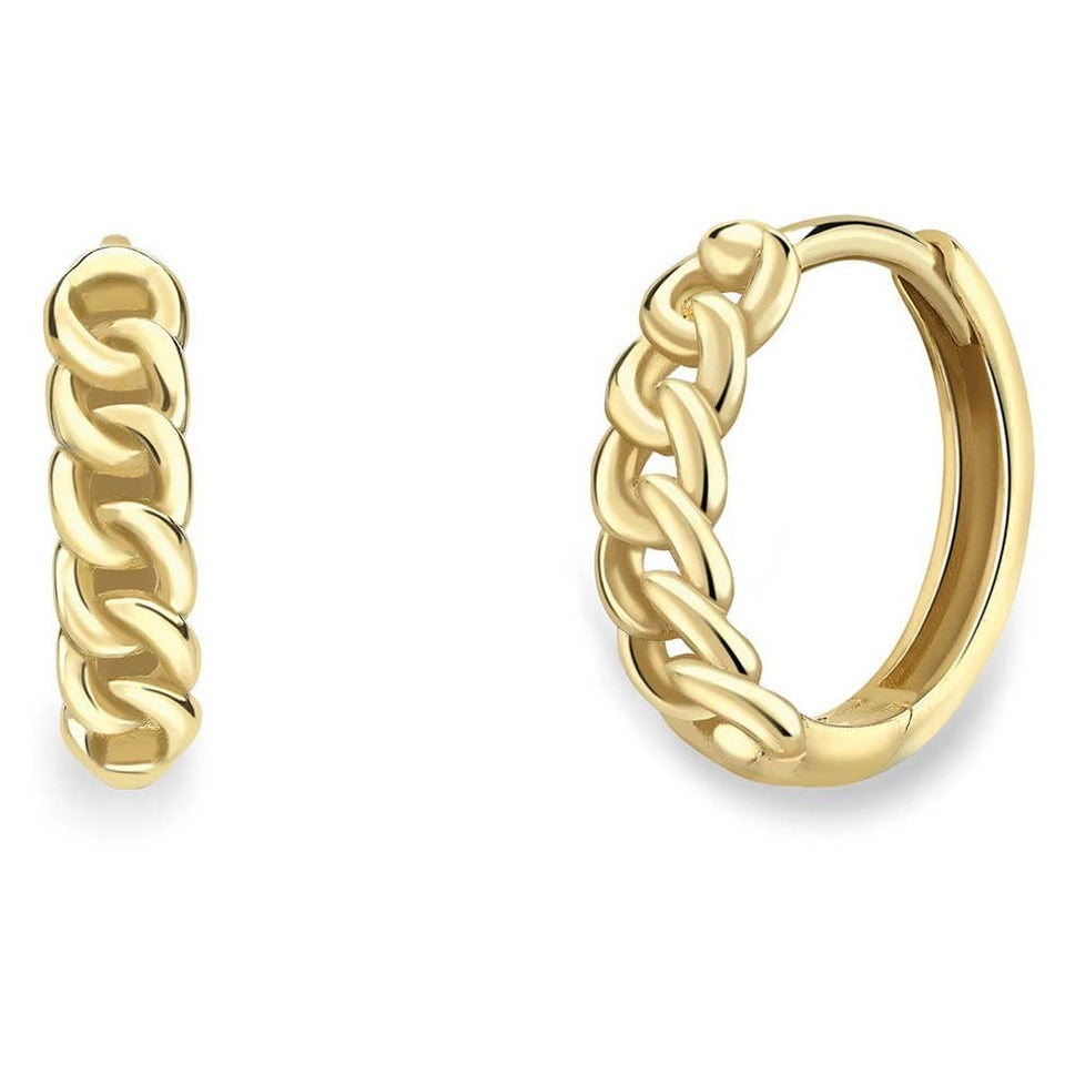 Francis & Gaye 9ct Yellow Gold Curb Motif Huggie Hoops