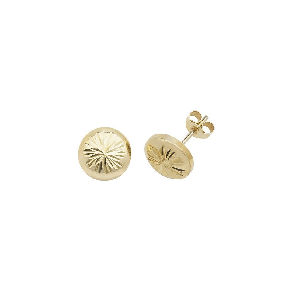 Francis & Gaye 9ct Yellow Gold Diamond Cut Circle Studs
