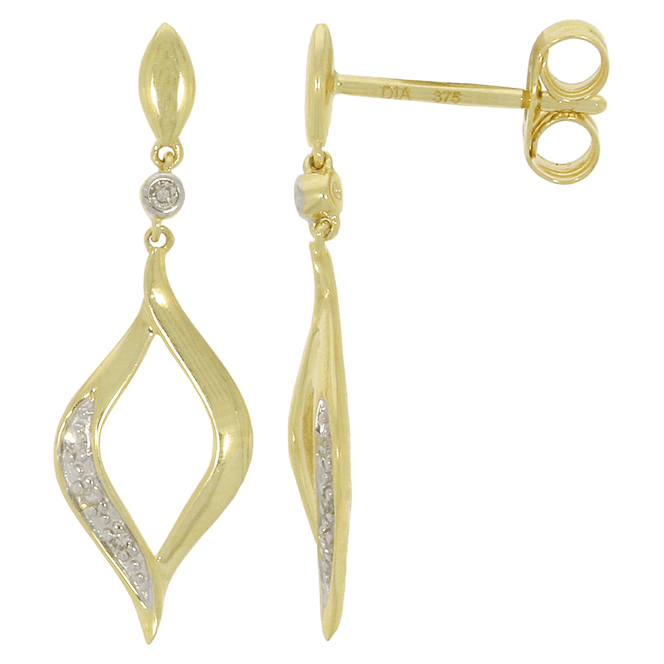 Francis & Gaye 9ct Yellow Gold Diamond Drop Earrings