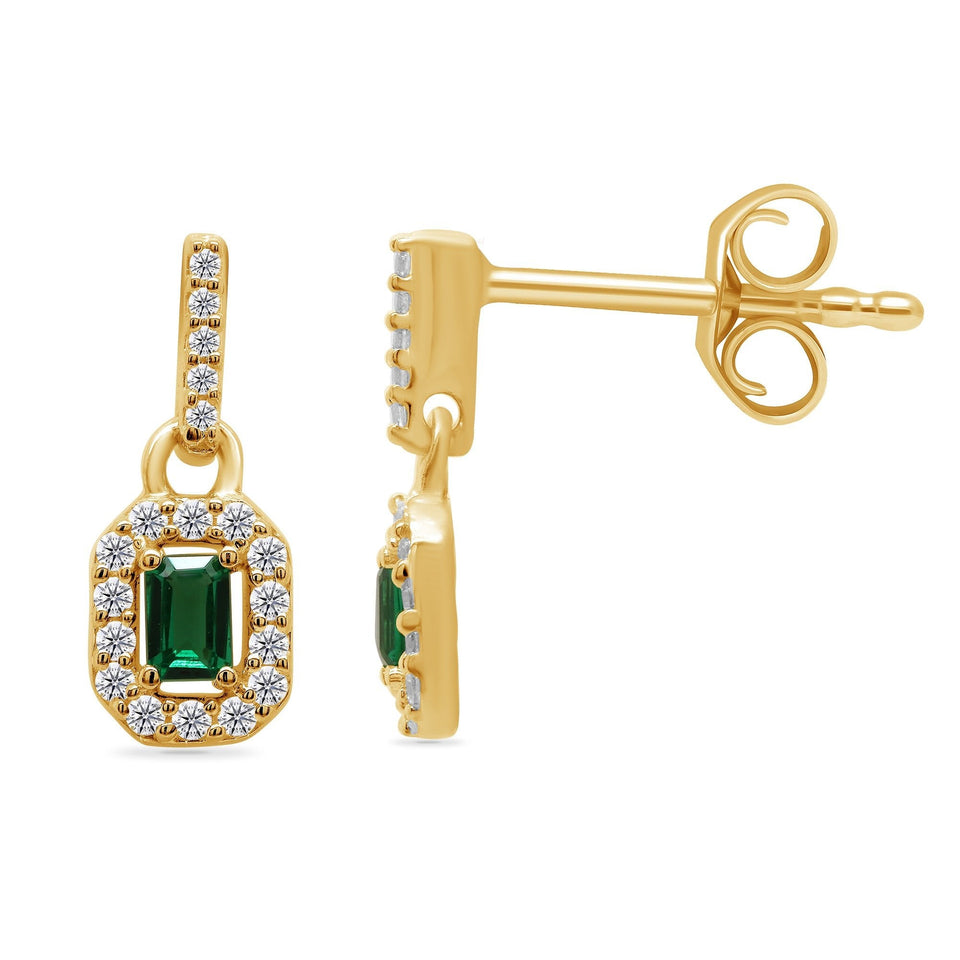 Francis & Gaye 9ct Yellow Gold Diamond & Emerald Earring Drops