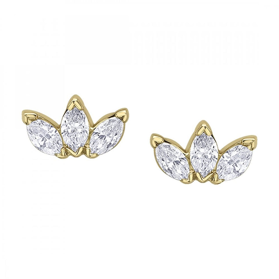 Francis & Gaye 9ct Yellow Gold Diamond Marquise Trilogy Earrings