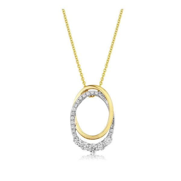 Francis & Gaye 9ct Yellow Gold Diamond Set Double Oval Necklace