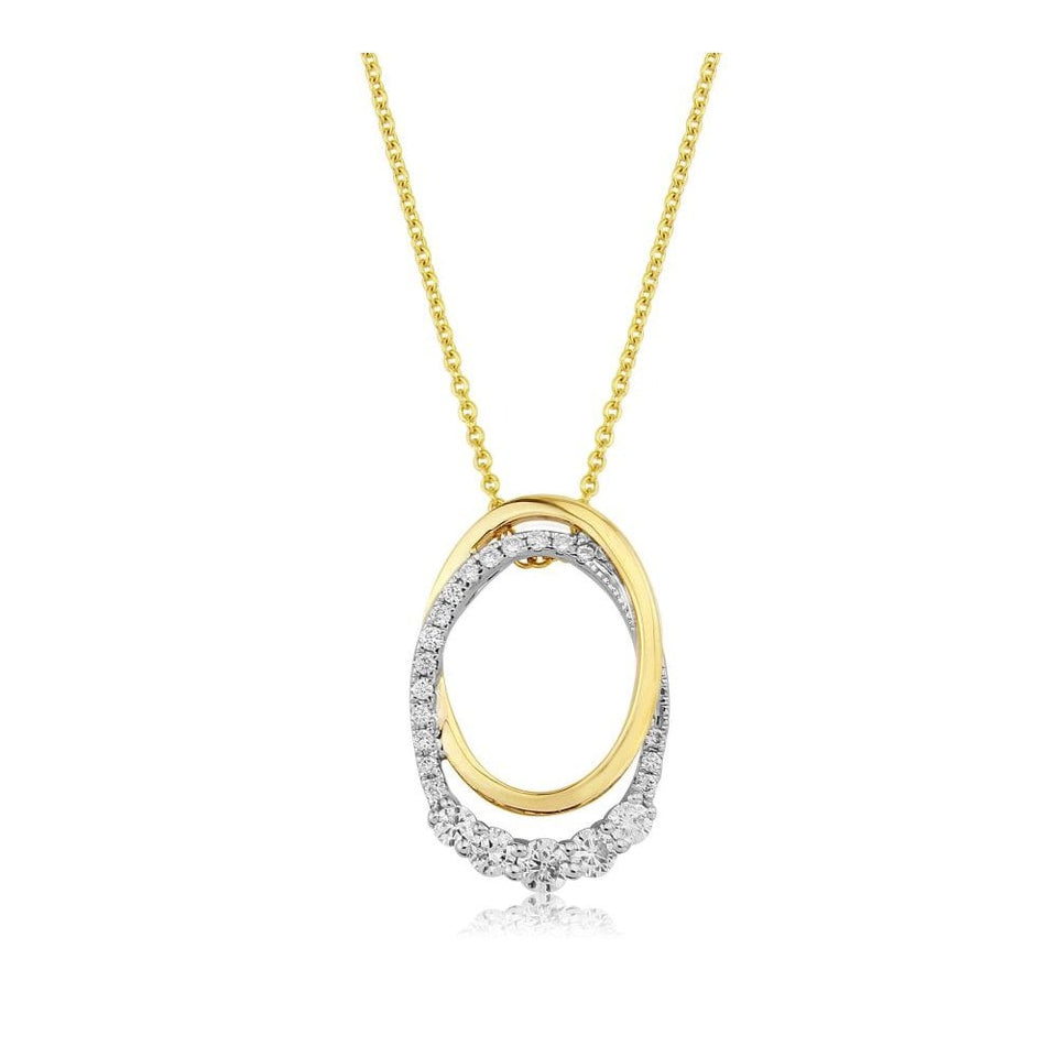 Francis & Gaye 9ct Yellow Gold Diamond Set Double Oval Necklace