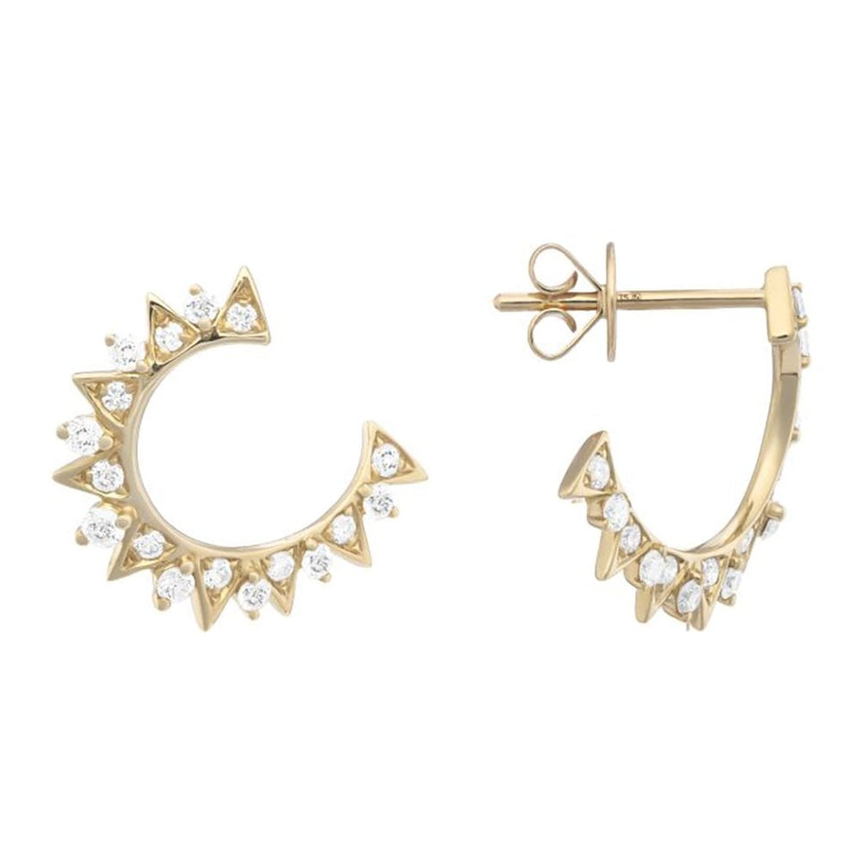 Francis & Gaye 9ct Yellow Gold Diamond Set Spiked Hoop Earrings