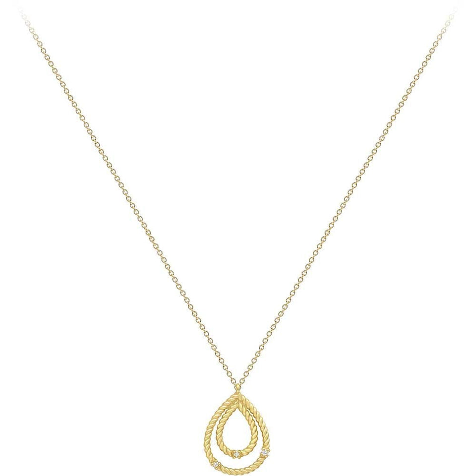 Francis & Gaye 9ct Yellow Gold Diamond Set Teardrop Necklace