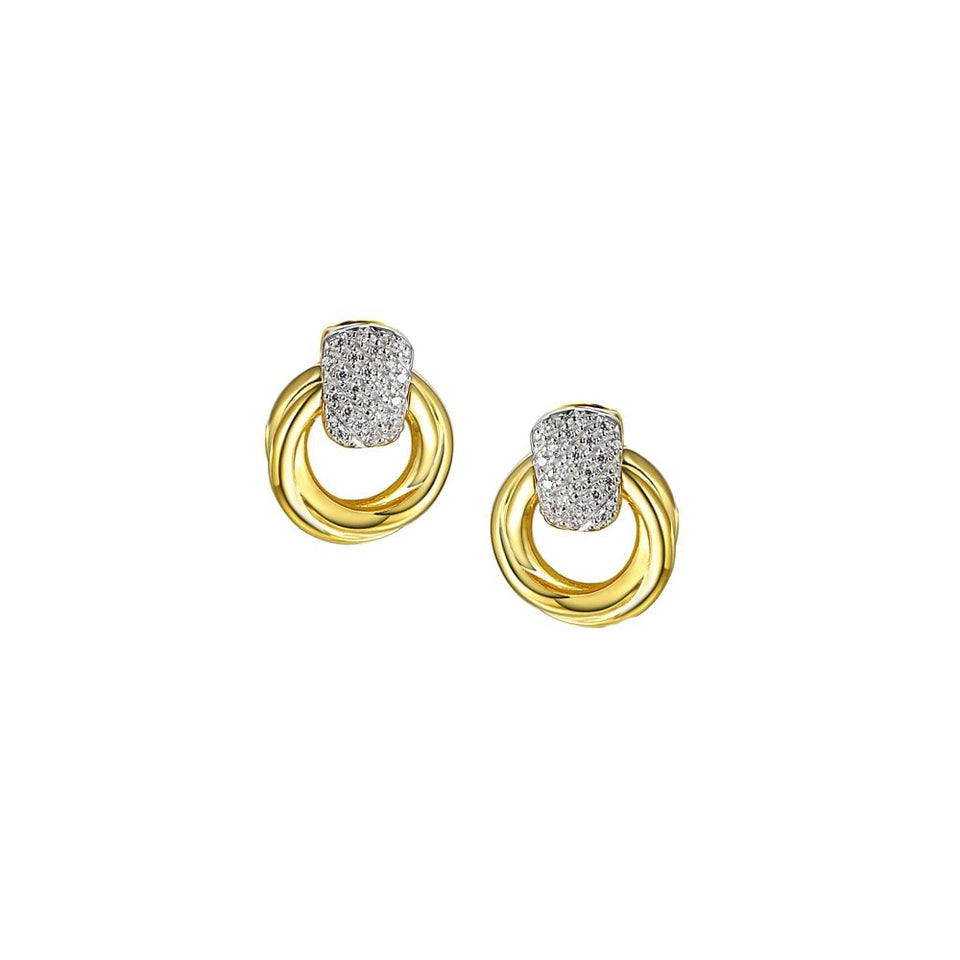 Francis & Gaye 9ct Yellow Gold Diamond Set Twisted Circle Earrings