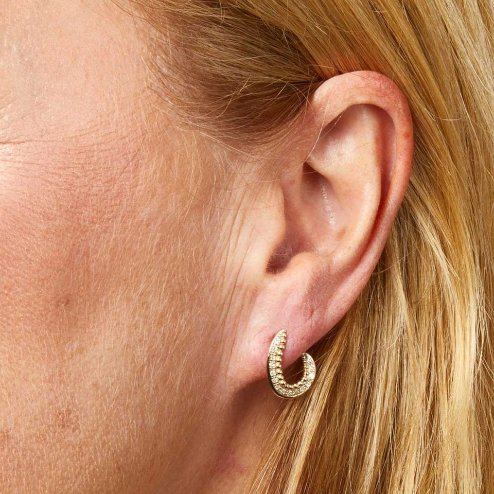 Francis & Gaye 9ct Yellow Gold Diamond Stippled Edge Earrings