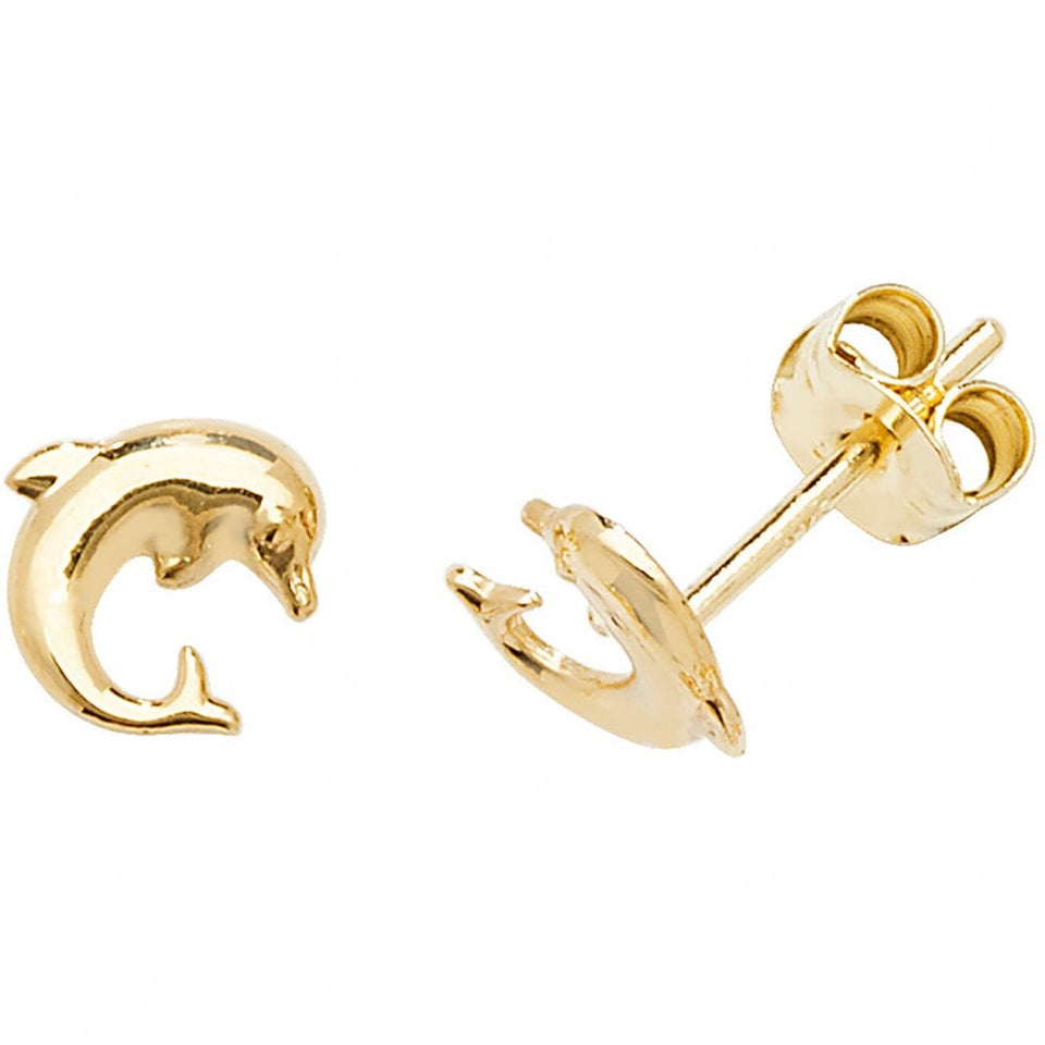Francis & Gaye 9ct Yellow Gold Dolphin Ear Studs