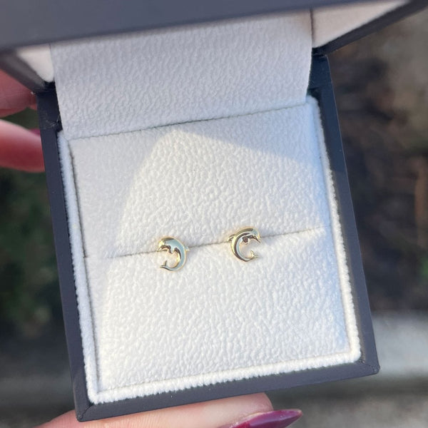 Francis & Gaye 9ct Yellow Gold Dolphin Ear Studs