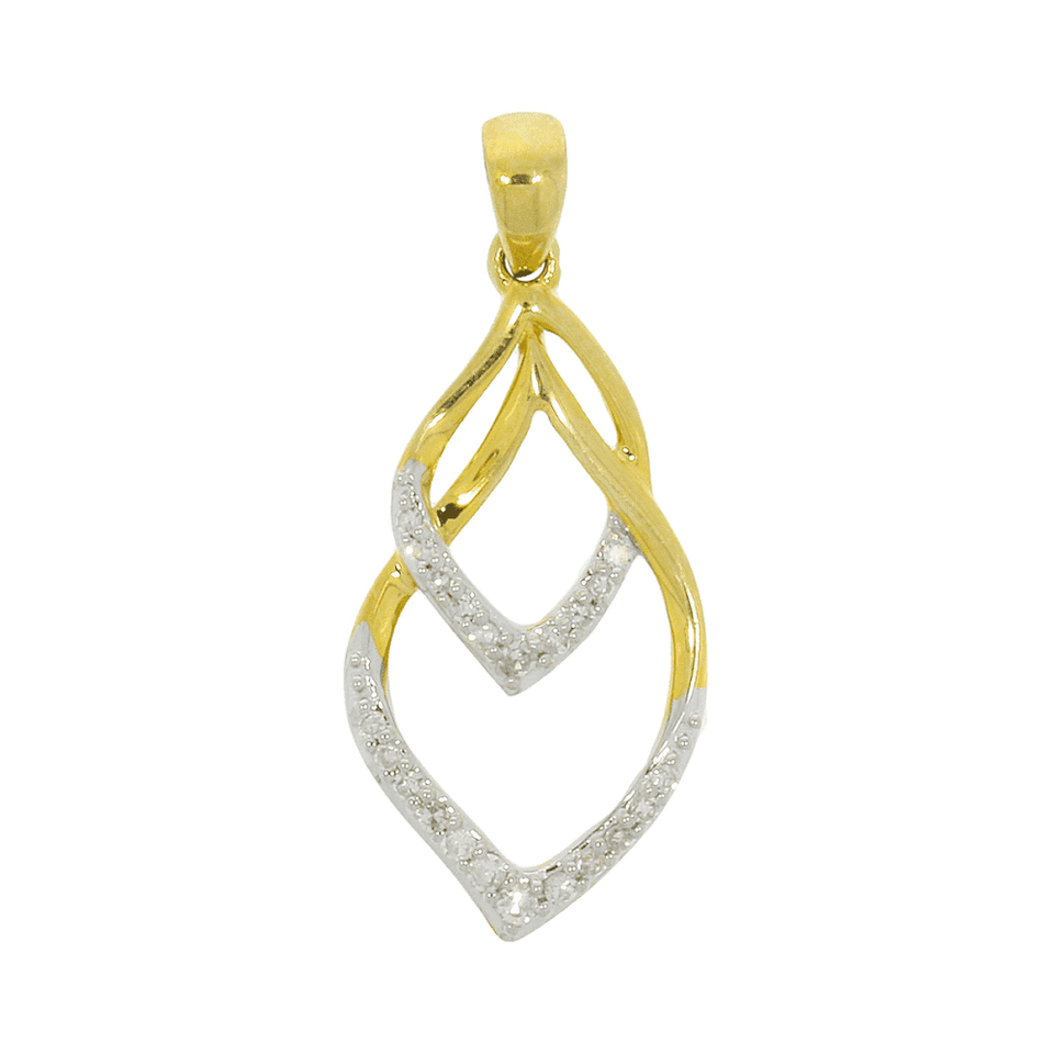 Francis & Gaye 9ct Yellow Gold Double Drop Diamond Pendant