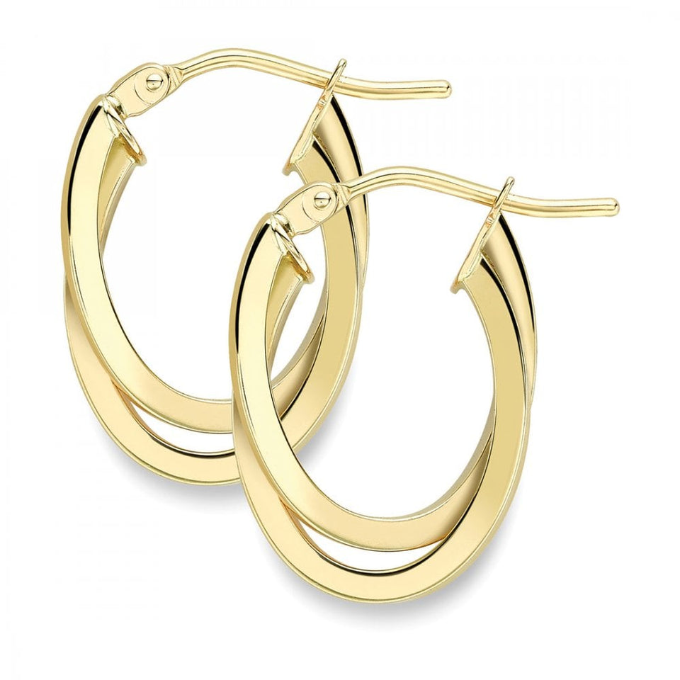 Francis & Gaye 9ct Yellow Gold Double Oval Earring Hoops