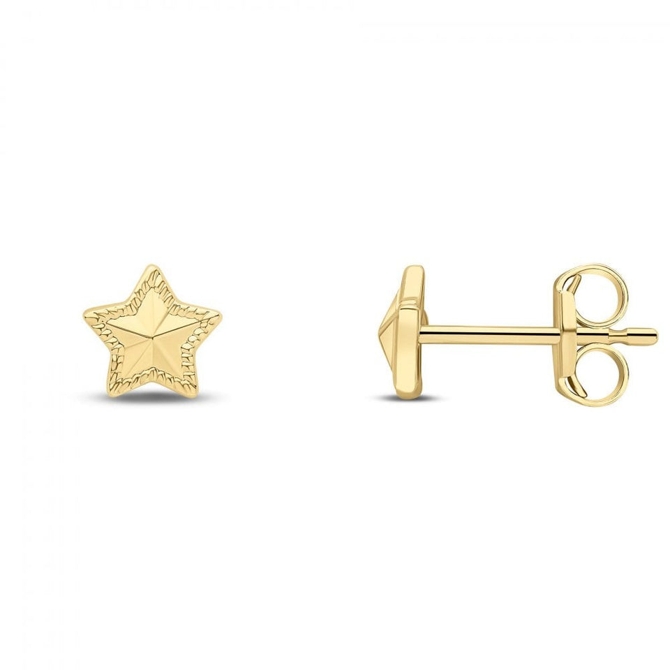 Francis & Gaye 9ct Yellow Gold Edged Star Stud Earrings