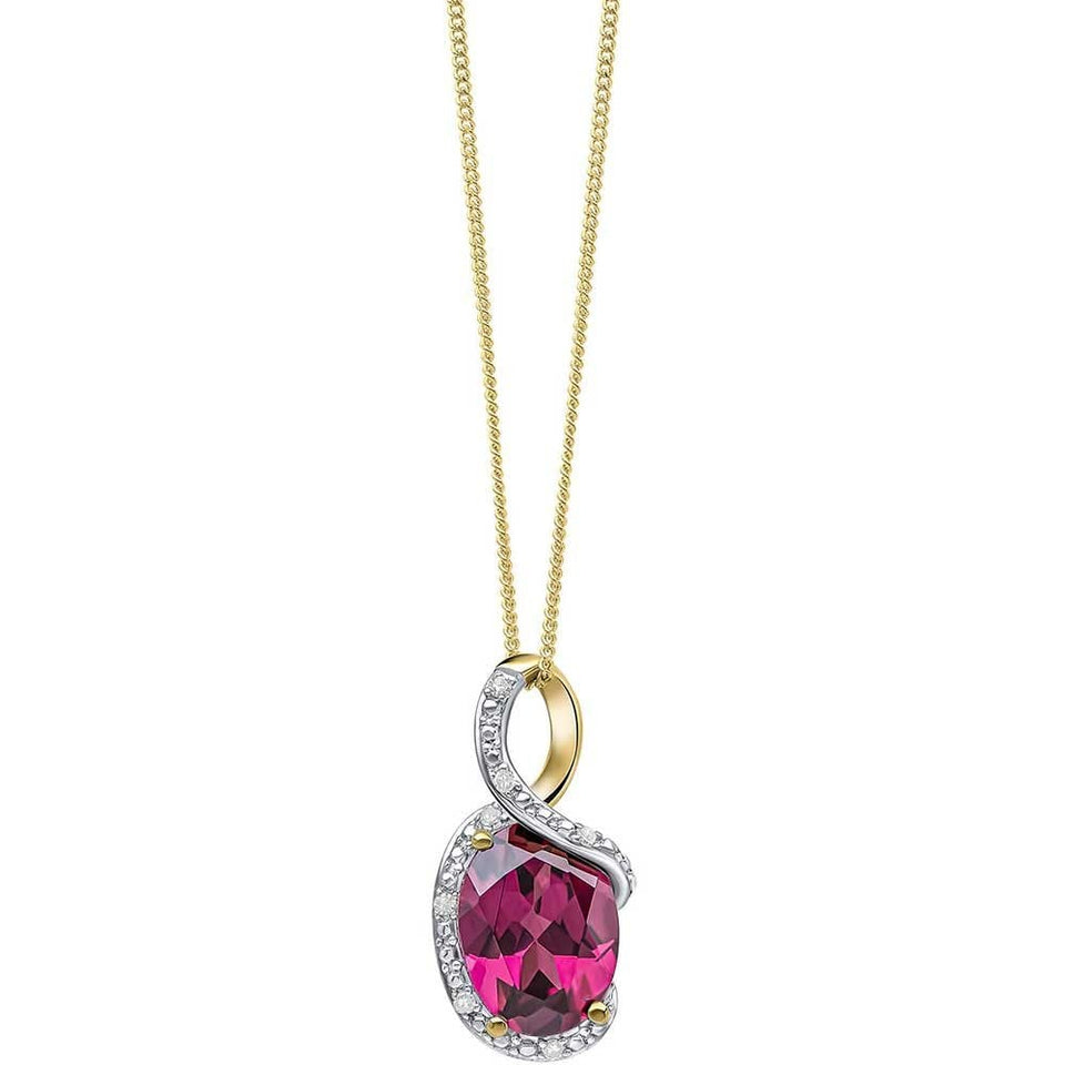 Francis & Gaye 9ct Yellow Gold Elegant Twist Garnet Necklace