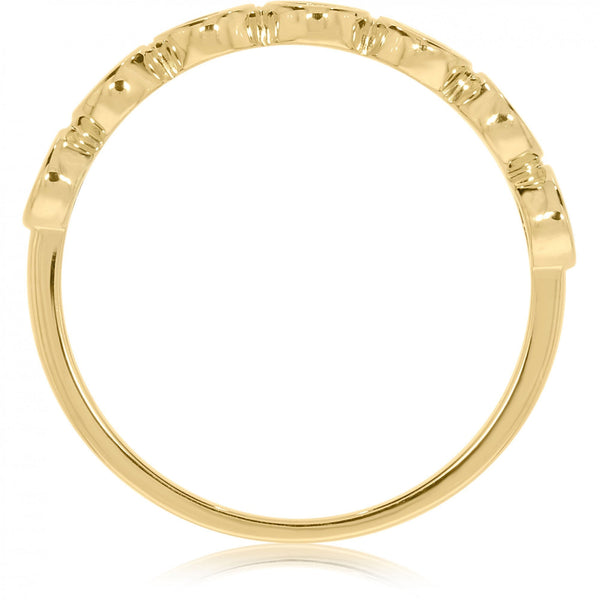 Francis & Gaye 9ct Yellow Gold Emerald & Illusion Set Diamond Half Eternity Ring