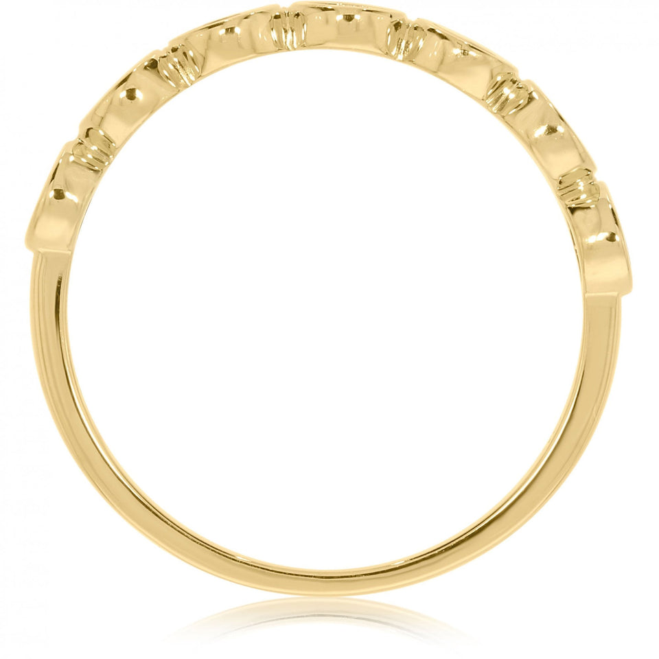 Francis & Gaye 9ct Yellow Gold Emerald & Illusion Set Diamond Half Eternity Ring