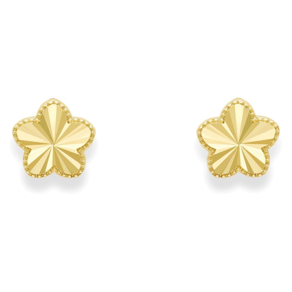 Francis & Gaye 9ct Yellow Gold Faceted Flower Earring Studs