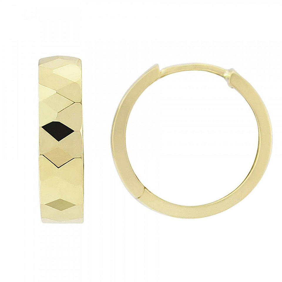 Francis & Gaye 9ct Yellow Gold Facetted Earring Hoops
