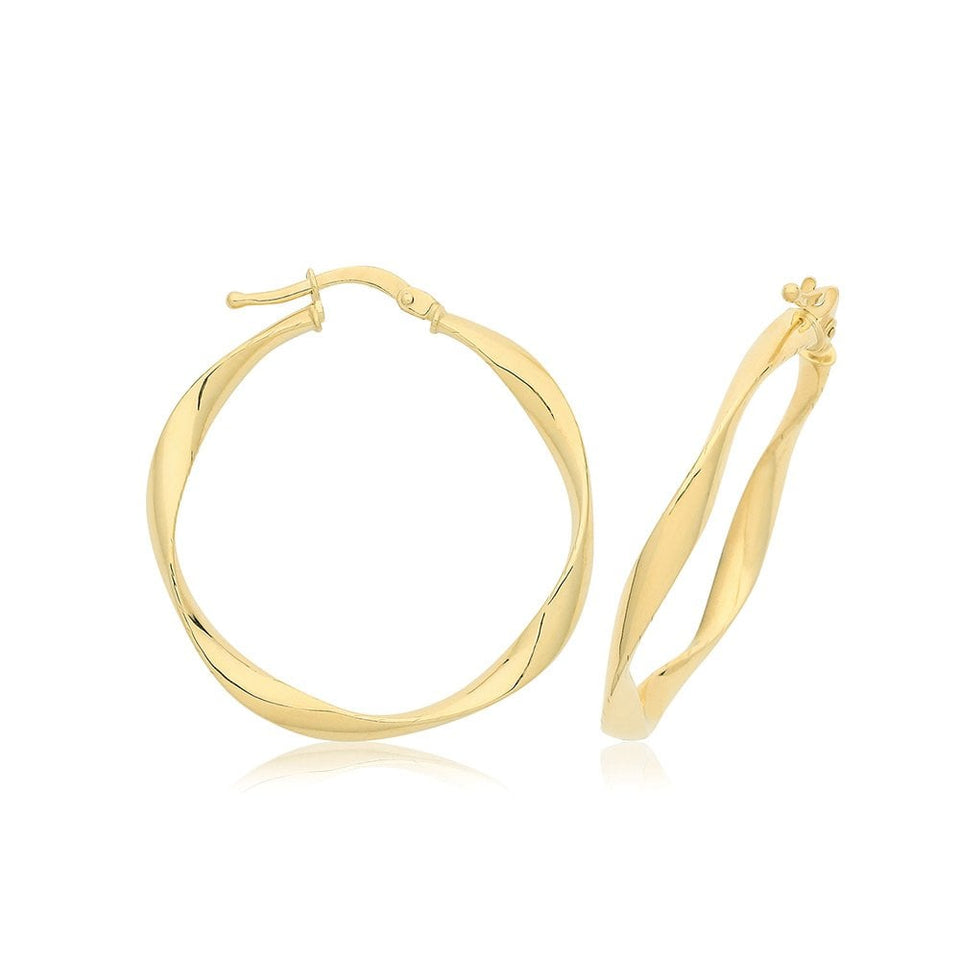 Francis & Gaye 9ct Yellow Gold Gentle Twist Hoop Earrings