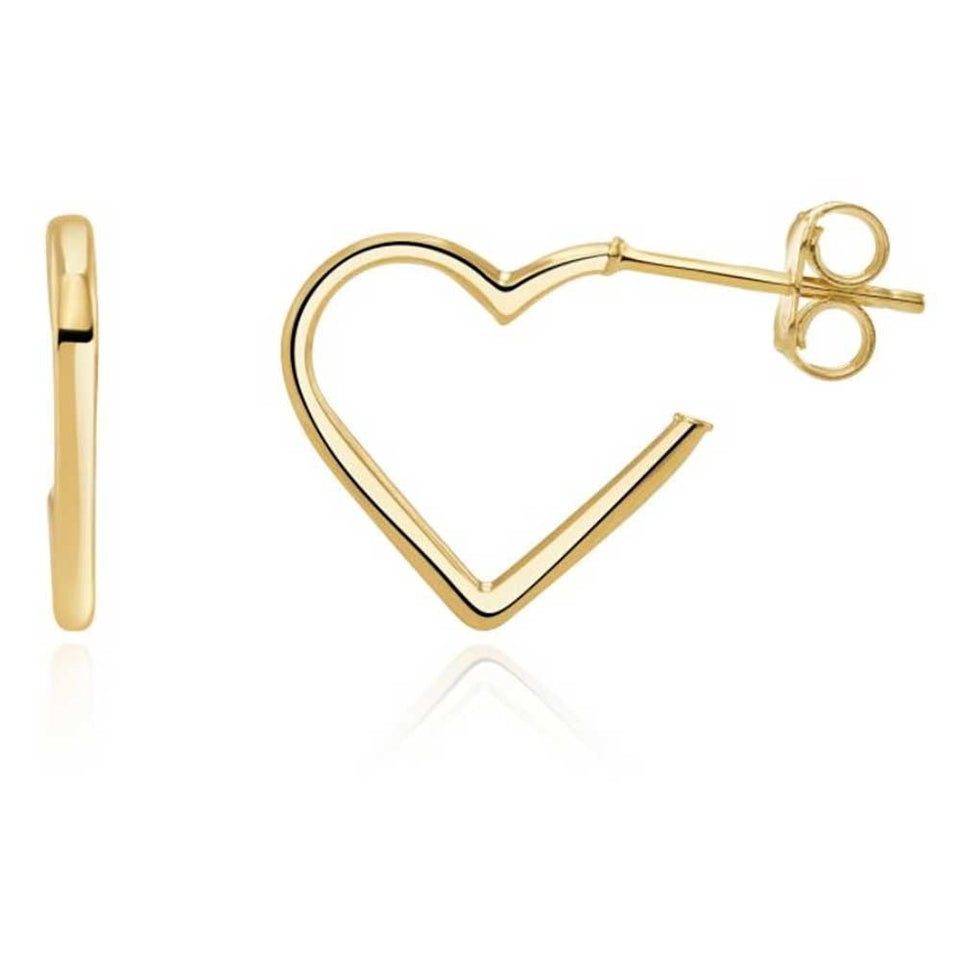 Francis & Gaye 9ct Yellow Gold Heart Hoop Earrings