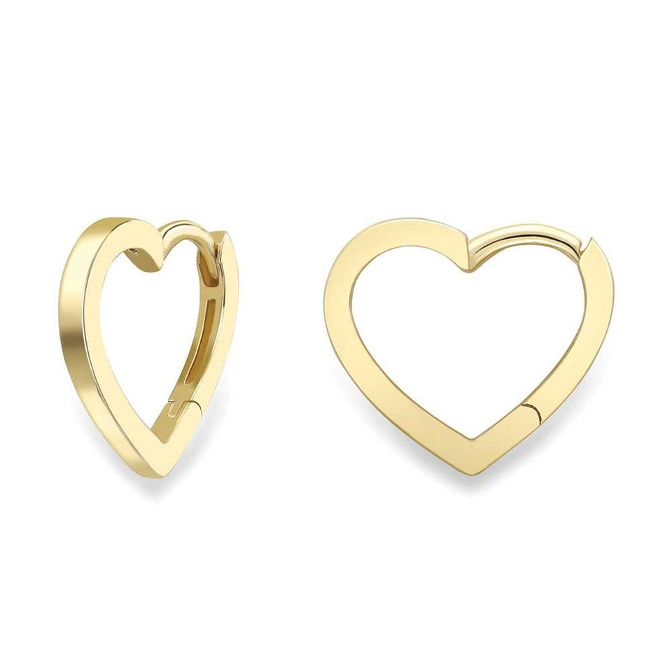 Francis & Gaye 9ct Yellow Gold Heart Shape Huggie Hoops