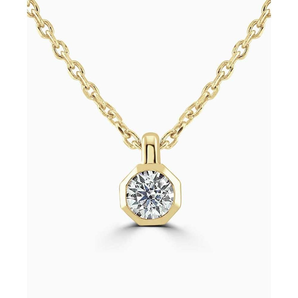 Francis & Gaye 9ct Yellow Gold Laboratory Created Diamond Solitaire Necklace