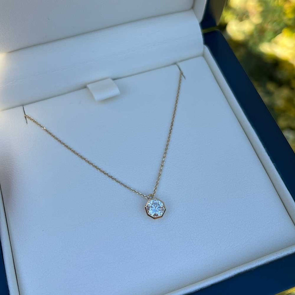 Francis & Gaye 9ct Yellow Gold Laboratory Created Diamond Solitaire Necklace