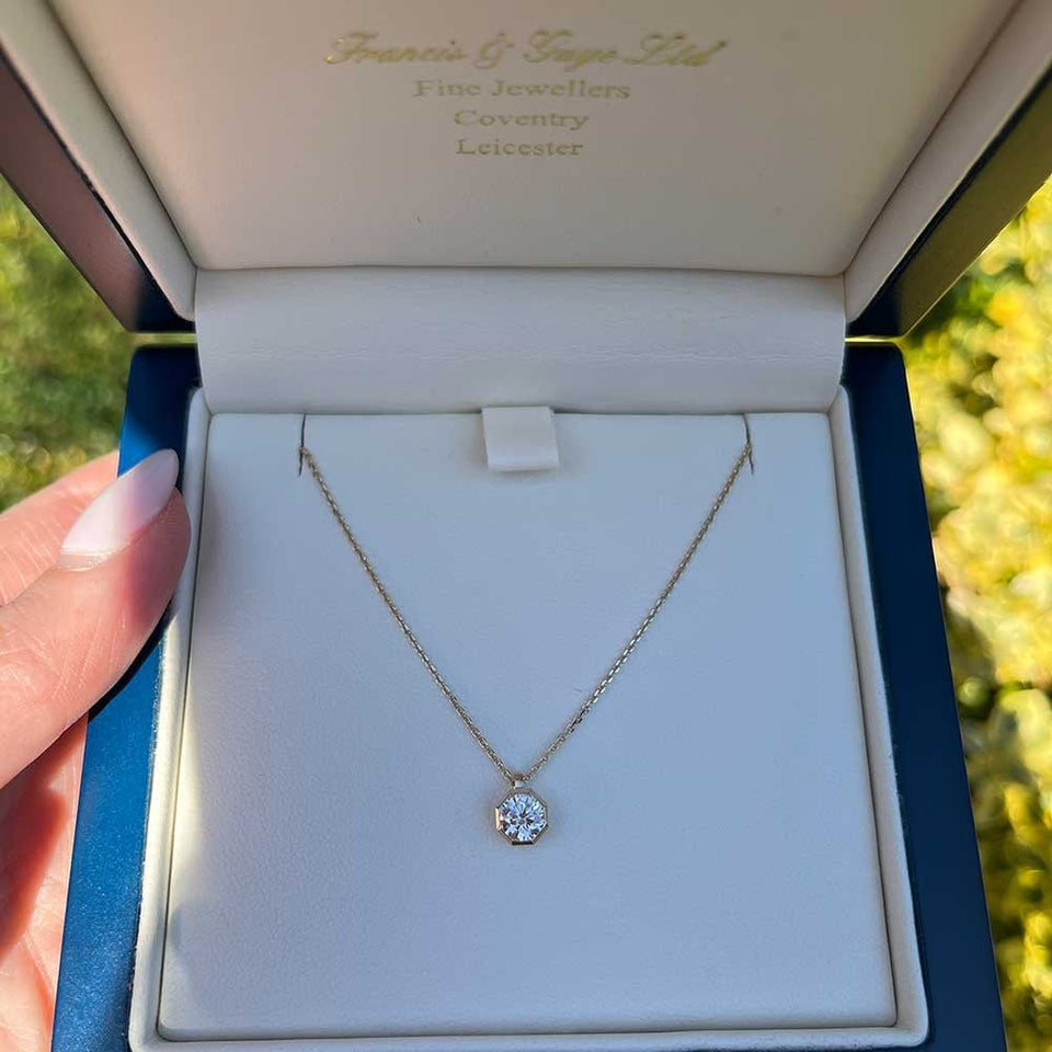 Francis & Gaye 9ct Yellow Gold Laboratory Created Diamond Solitaire Necklace