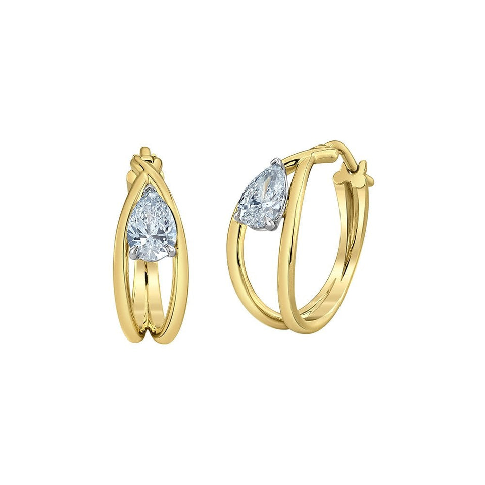 Francis & Gaye 9ct Yellow Gold Laboratory Created Diamond Split Hoops