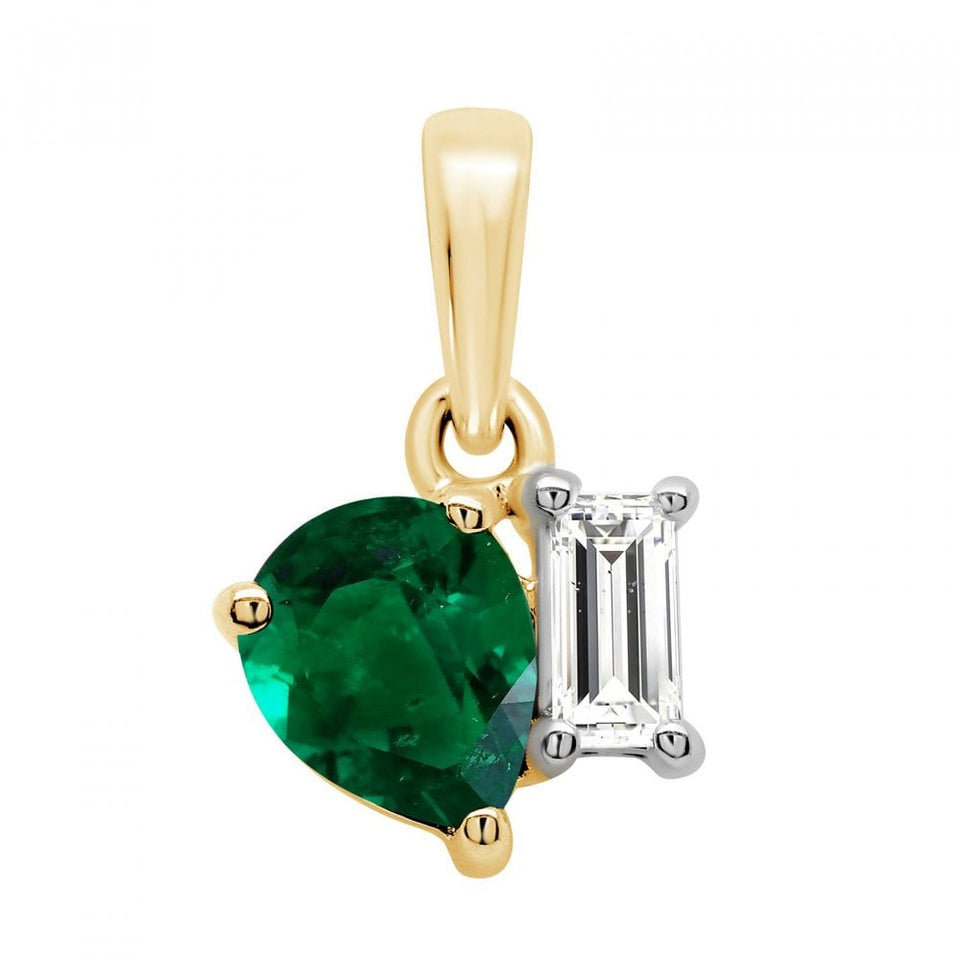 Francis & Gaye 9ct Yellow Gold Laboratory Created Emerald & Diamond Pendant