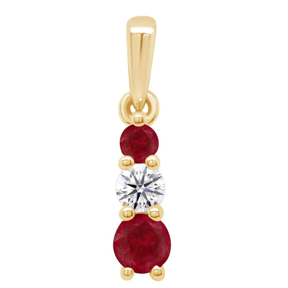 Francis & Gaye 9ct Yellow Gold Laboratory Created Ruby & Diamond Pendant
