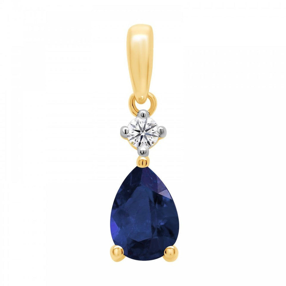 Francis & Gaye 9ct Yellow Gold Laboratory Created Sapphire & Diamond Pendant