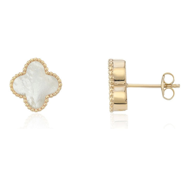 Francis & Gaye 9ct Yellow Gold Large Mother of Pearl Flower Earrings