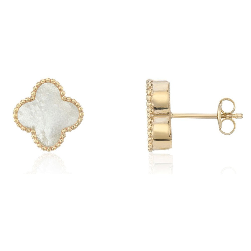 Francis & Gaye 9ct Yellow Gold Large Mother of Pearl Flower Earrings
