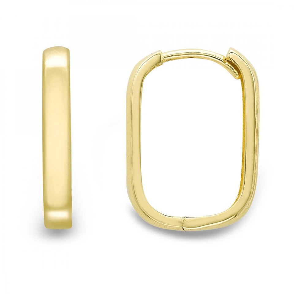 Francis & Gaye 9ct Yellow Gold Large Squared Oval Earring Hoops