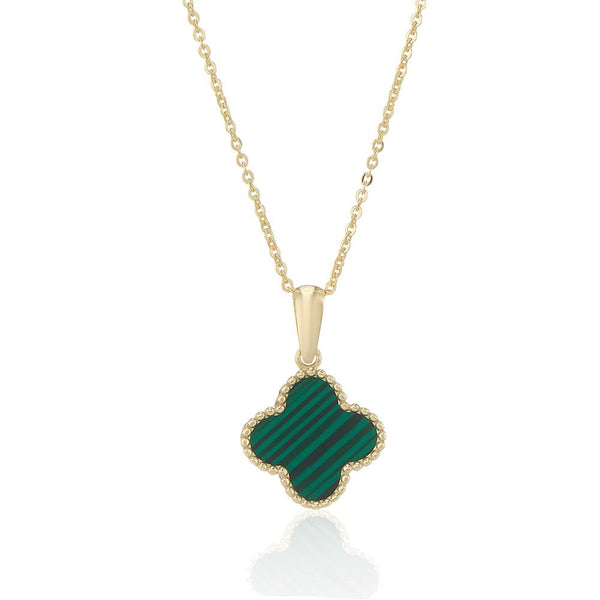 Francis & Gaye 9ct Yellow Gold Malachite Flower Necklace