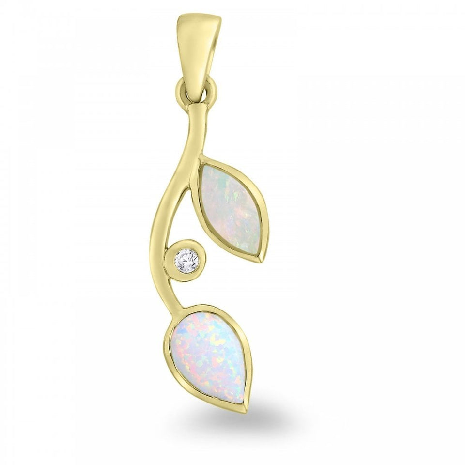 Francis & Gaye 9ct Yellow Gold Marquise & Pear Shape Oval & Diamond Pendant